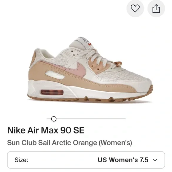 Nike Air Max 90 SE Women's Sneakers 7.5 Sun club sail - Picture 1 of 16